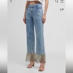 Alice + Olivia Crystal Fringe Jeans